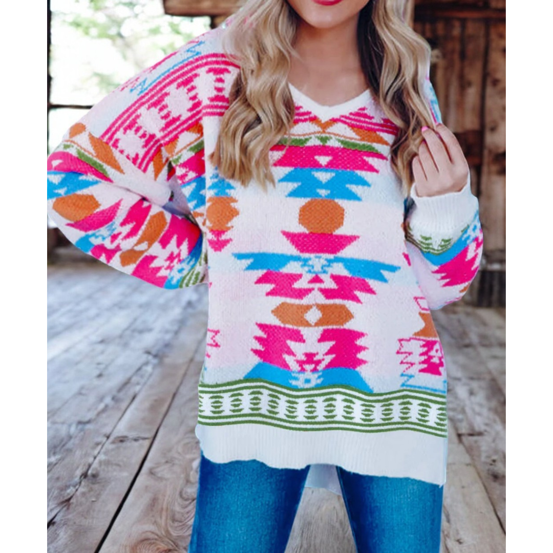 You Were Born To Stand Out, Colorful Aztec Sweater