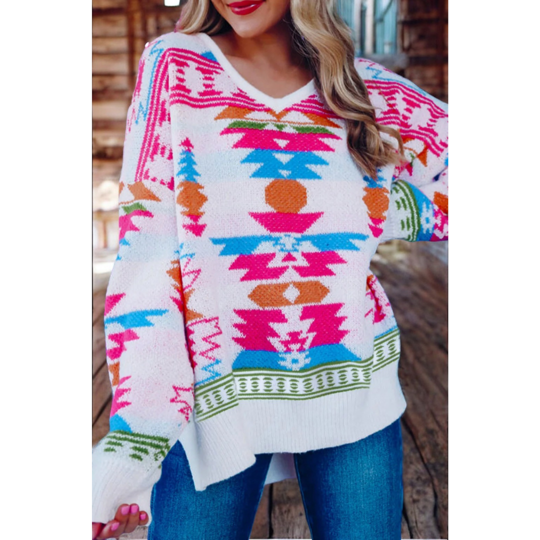 You Were Born To Stand Out, Colorful Aztec Sweater