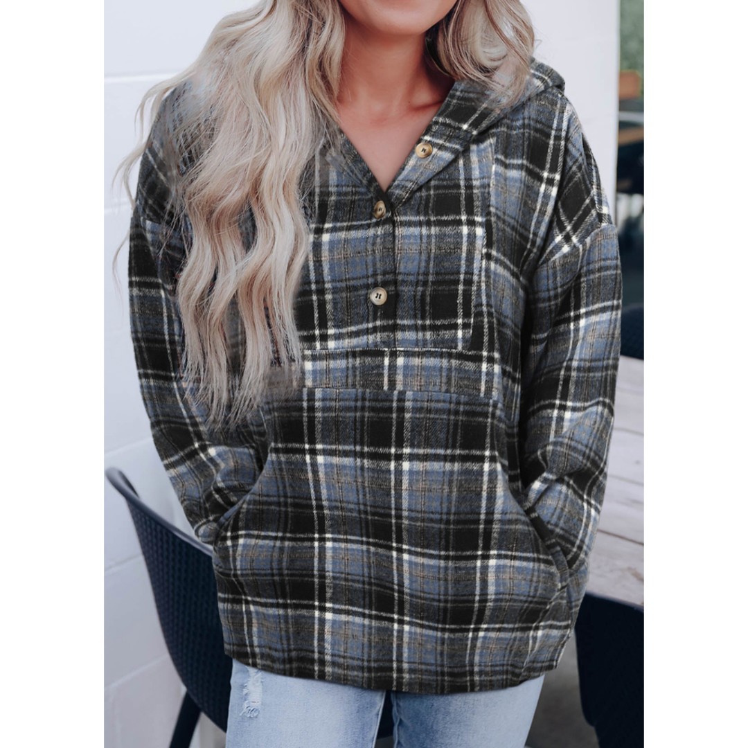 Country Road, Take Me Home..Plaid Hoodie Pullover