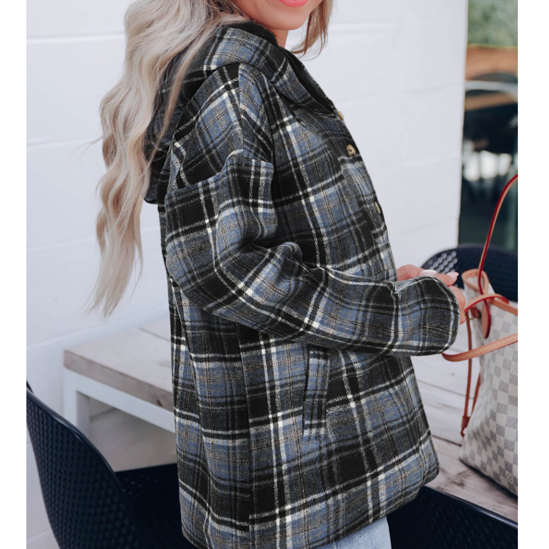 Country Road, Take Me Home..Plaid Hoodie Pullover