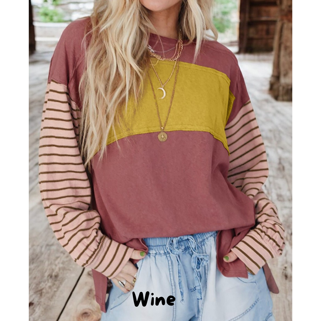 Fall Experiences, Stripe Colorblock Top