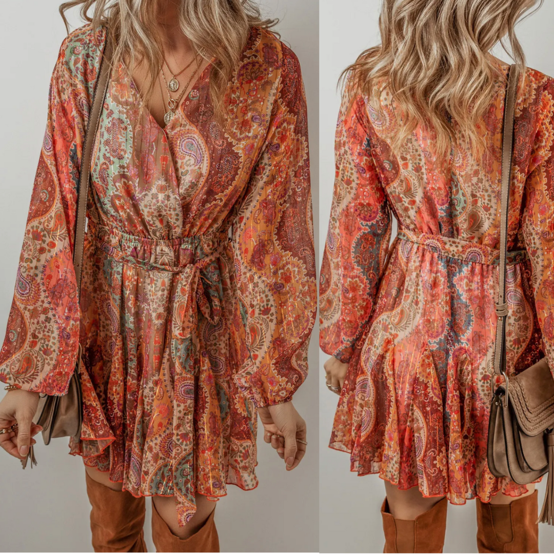 Autumn Skies, Paisley Print Dress