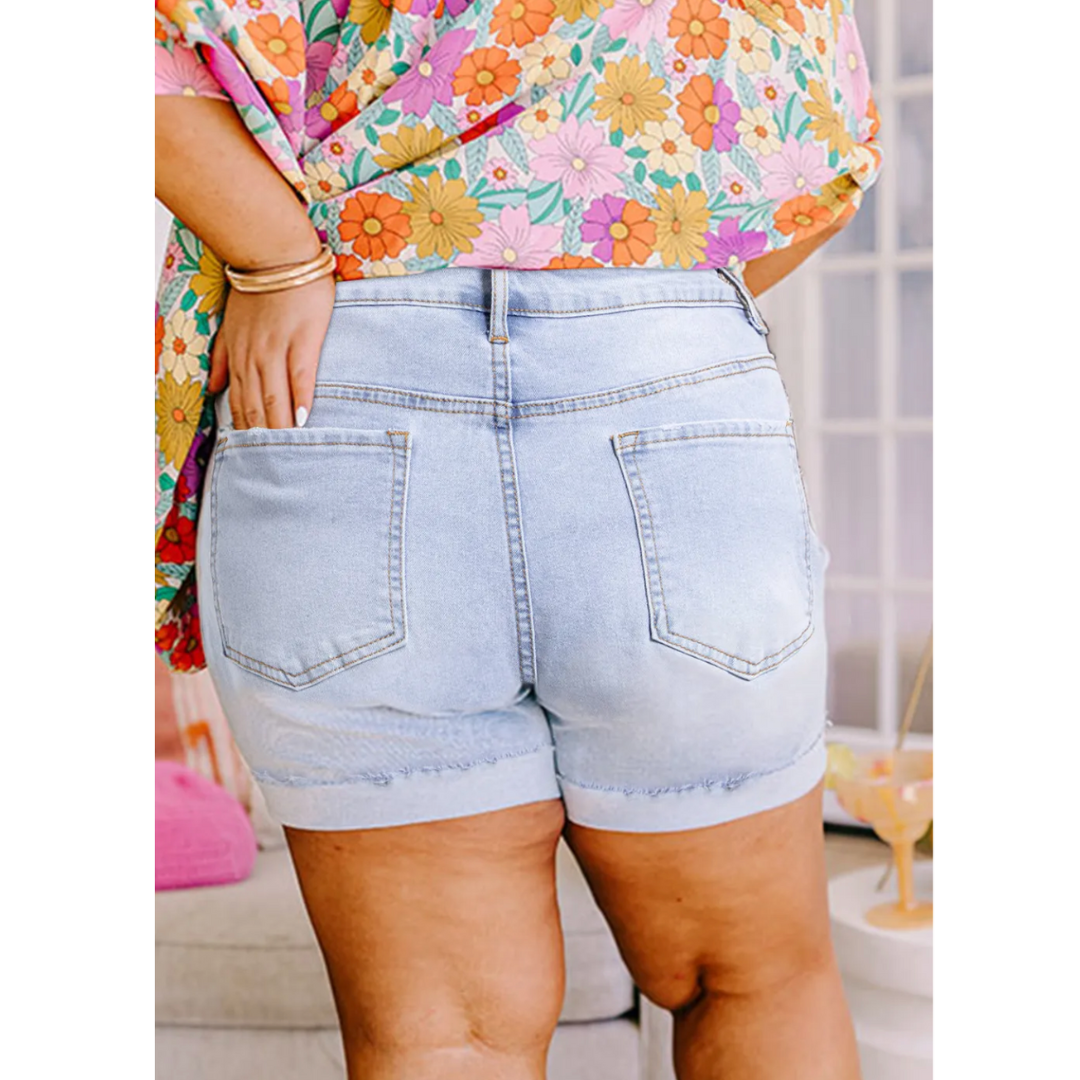 Your Next Chapter, Super Soft and Stretchy Denim Shorts (1X-4X)