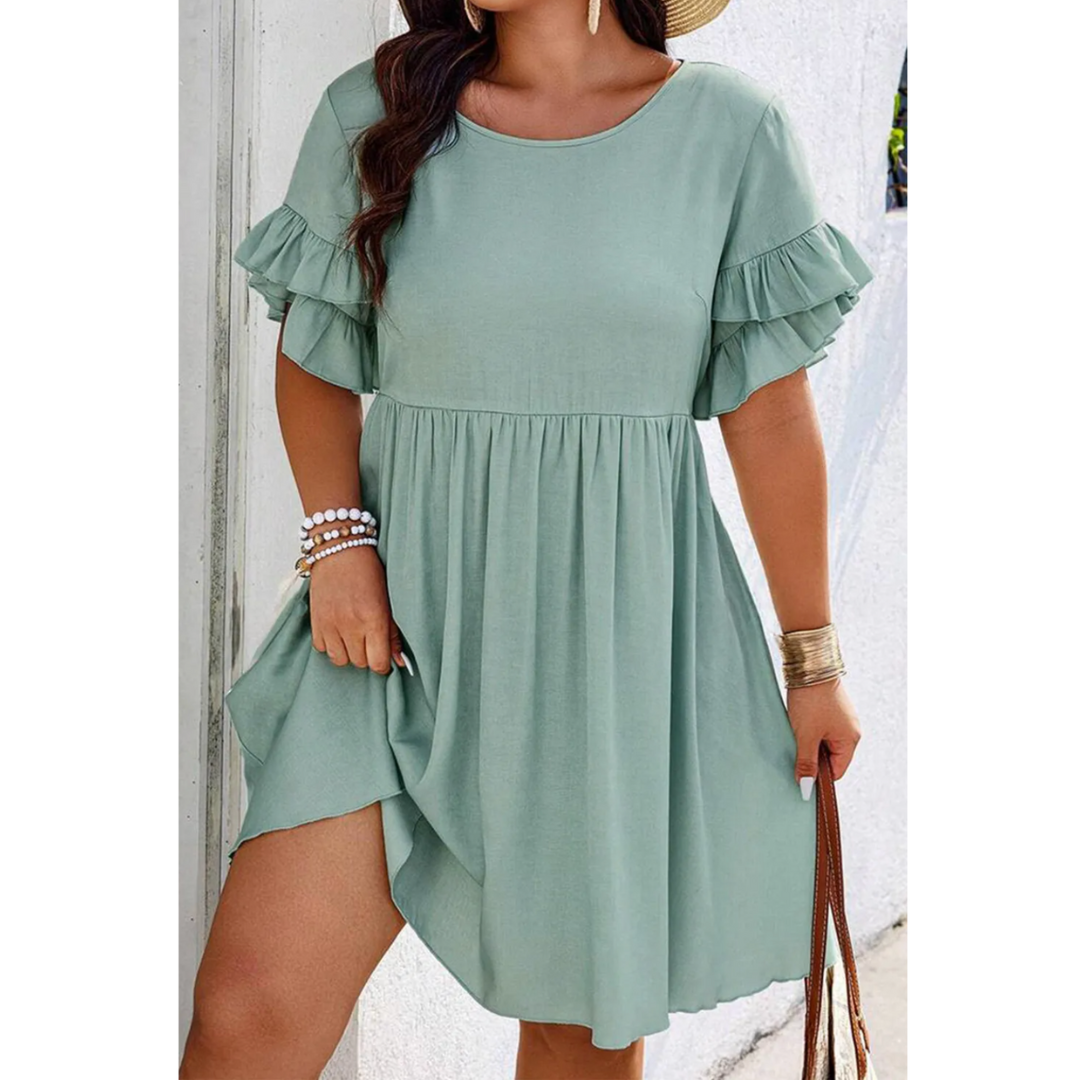 Endless Love, Short Ruffle Sleeve Babydoll Dress (1X-4X)