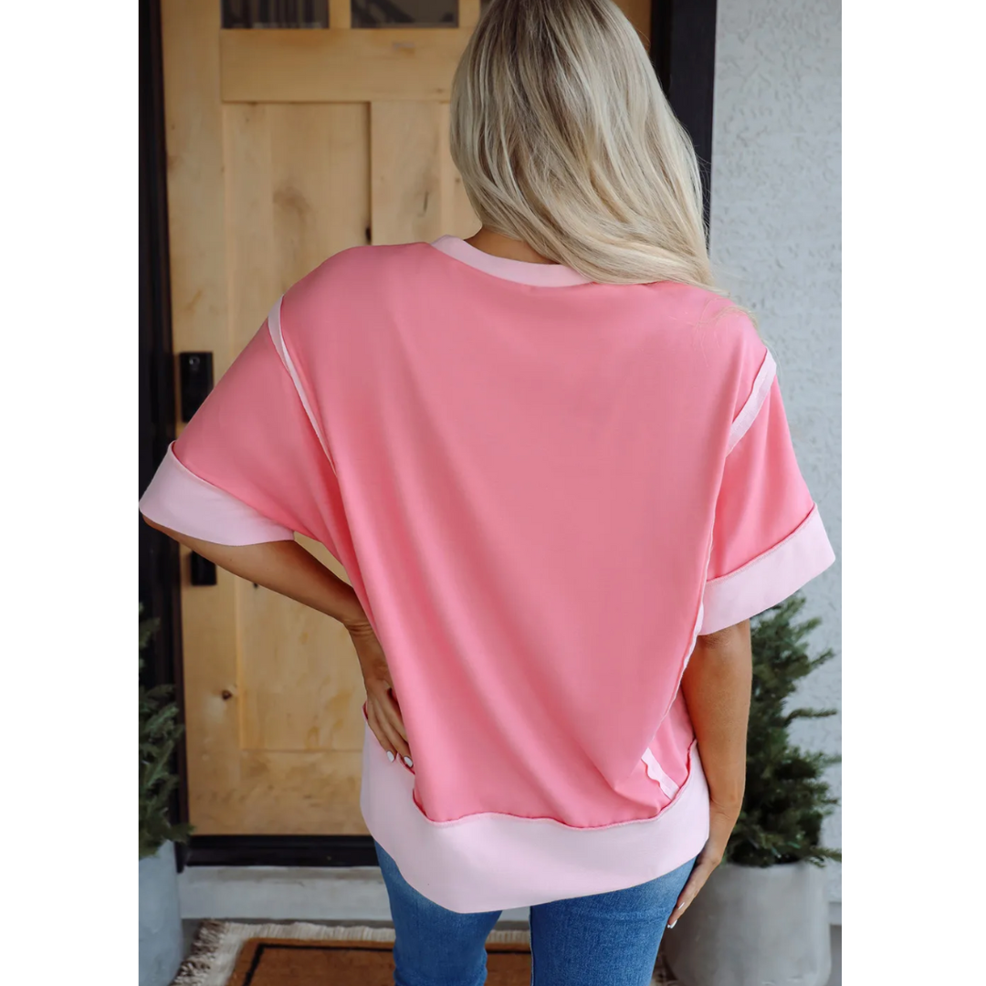 It's All About Comfort, Short Sleeve Colorblock Top