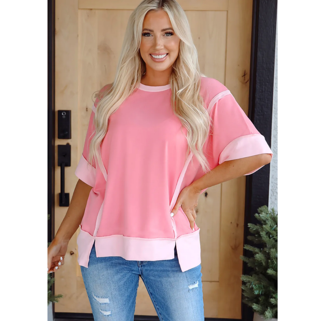 It's All About Comfort, Short Sleeve Colorblock Top