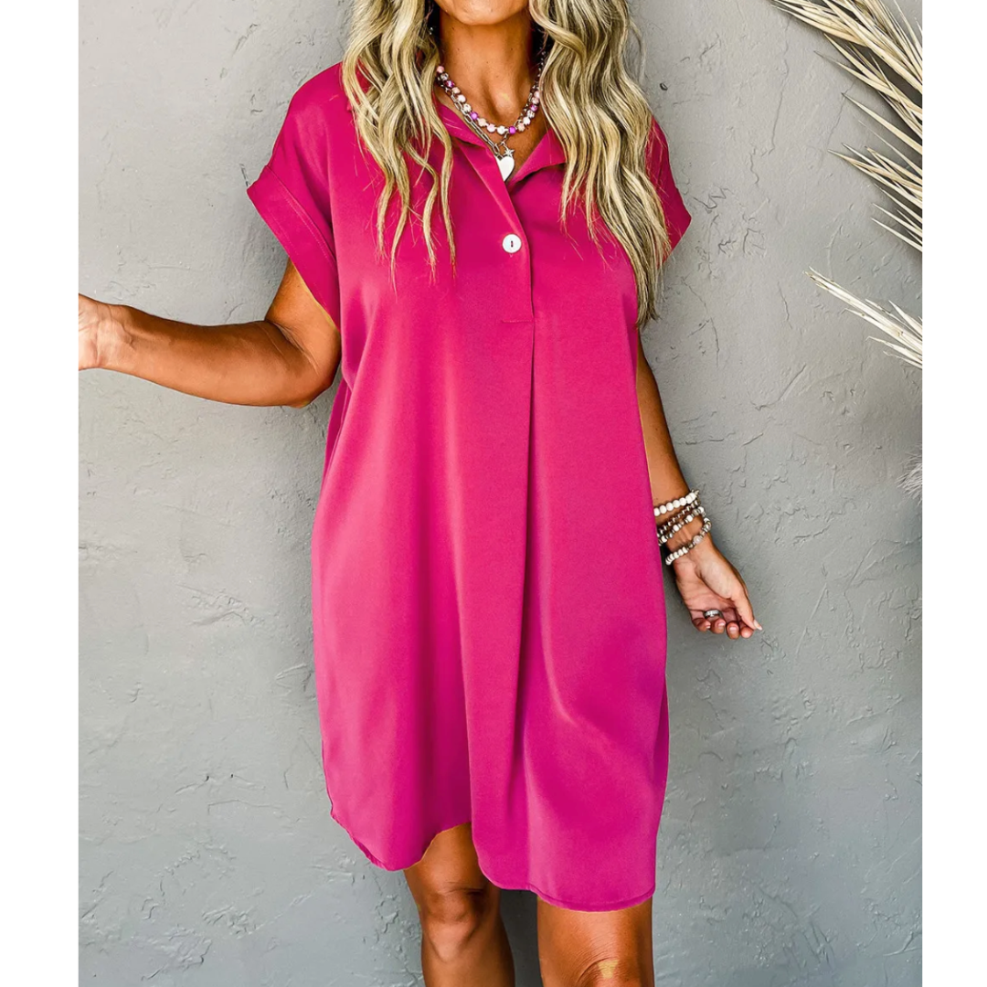 Something To Love, Short Sleeve V Neck Shift Dress