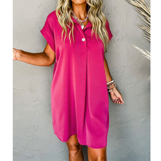 Something To Love, Short Sleeve V Neck Shift Dress