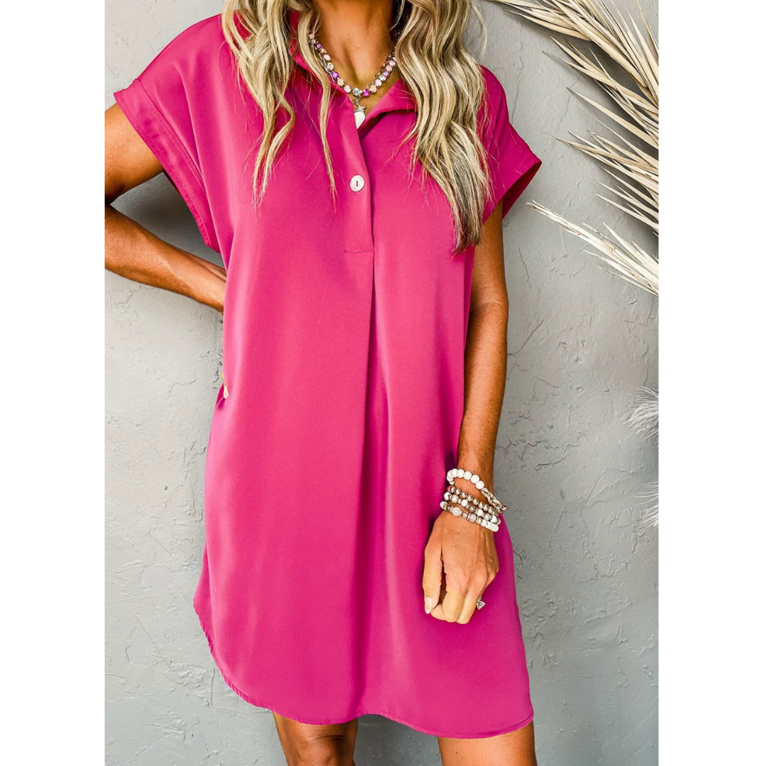 Something To Love, Short Sleeve V Neck Shift Dress