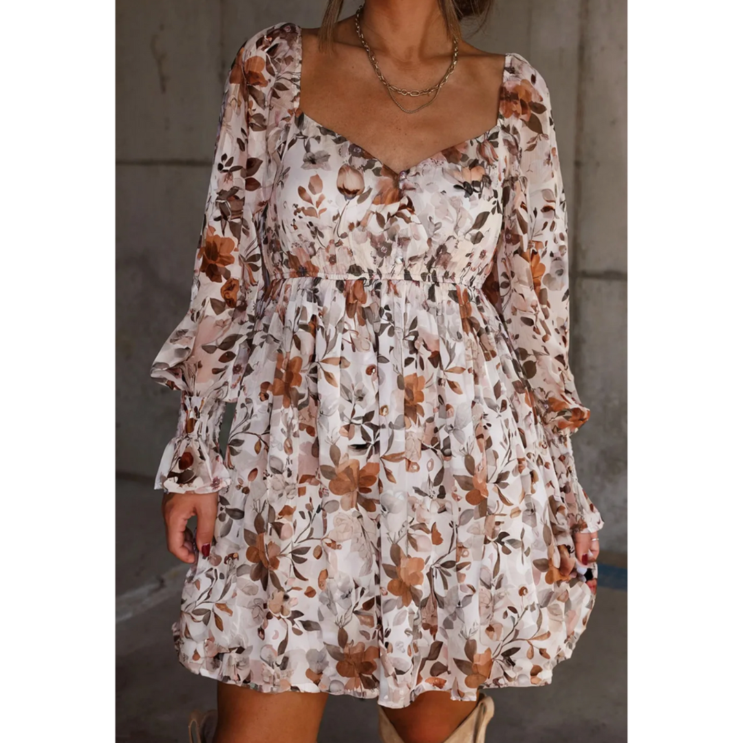 Created Beauty, Long Sleeve Floral Dress