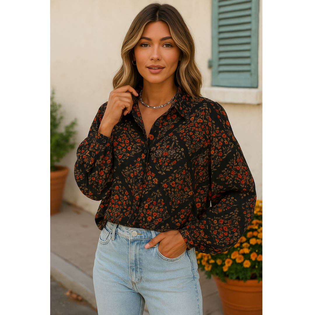 Grace Is Within Her, Long Sleeve Button Down Blouse
