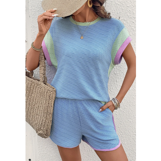 'How It Starts' Short Sleeve Corded Short Set