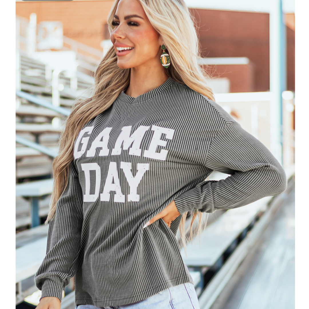 Game Day Sunday, Long Sleeve Corded Pullover