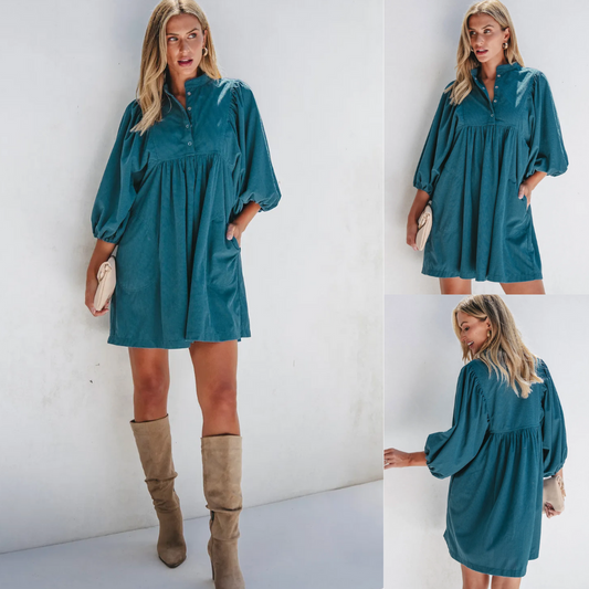 Find Your Voice, 3/4 Sleeve Babydoll Dress with Pockets