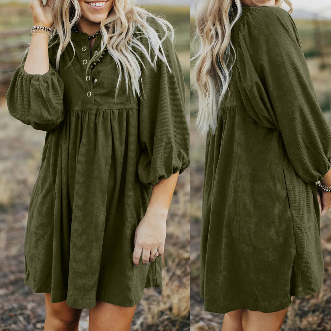 Find Your Voice, 3/4 Sleeve Babydoll Dress with Pockets