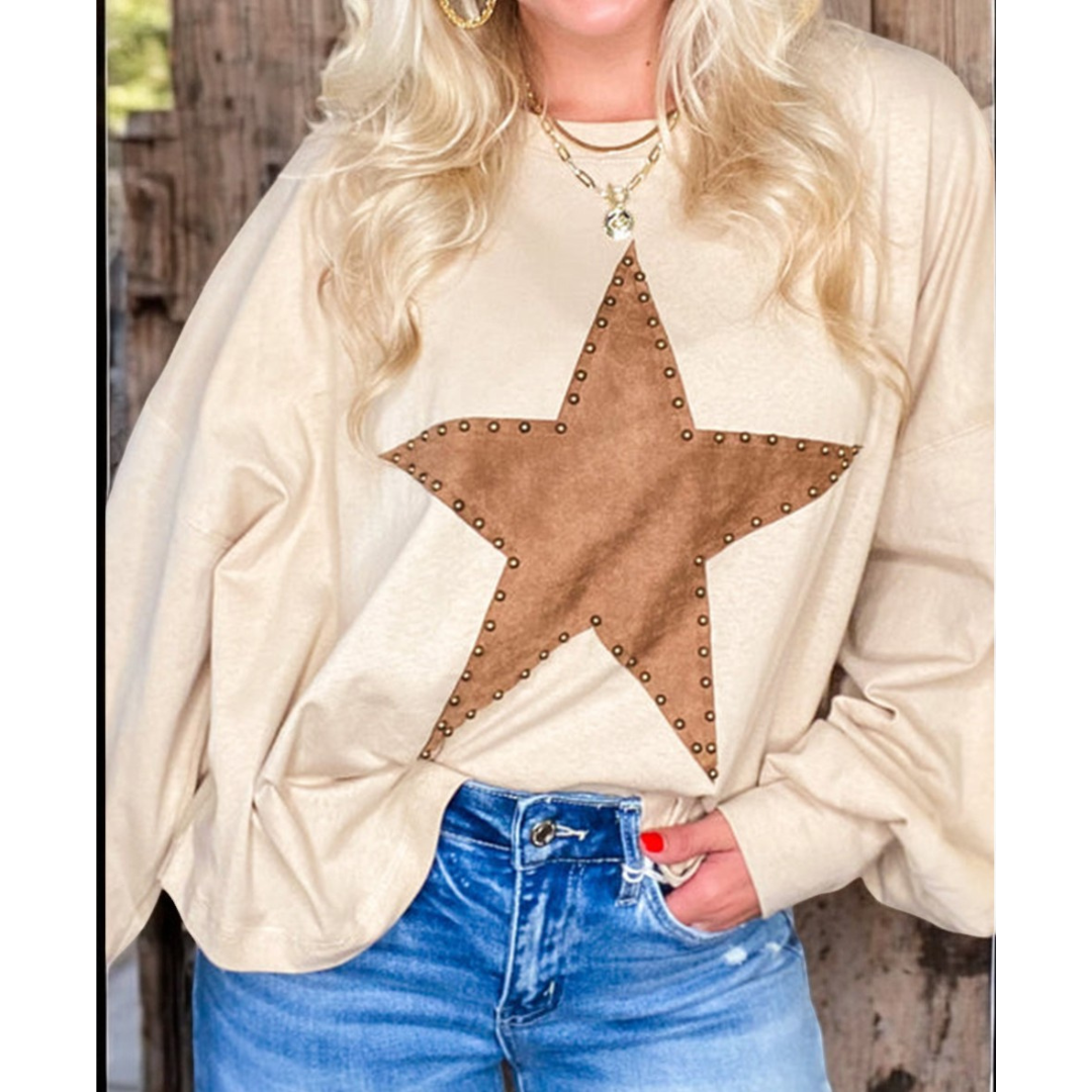 Star Studded Showstopper, Long Sleeve Oversize Tee