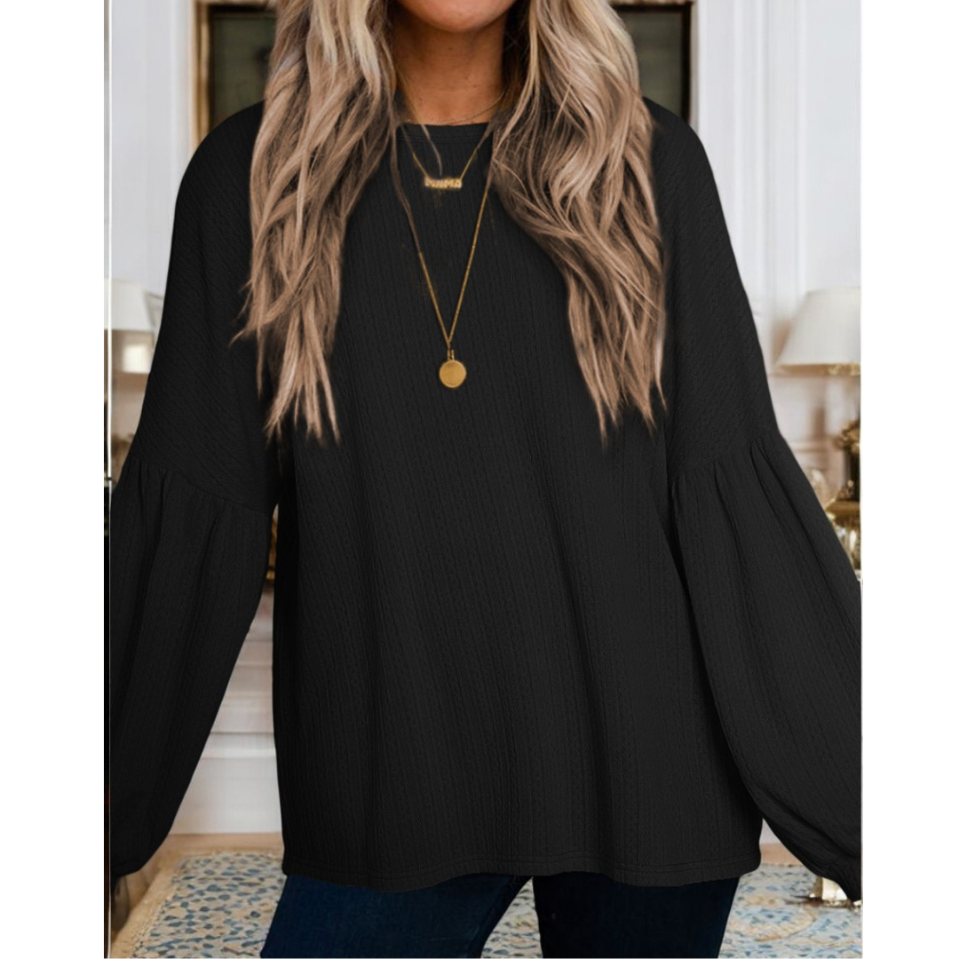 What About You, Long Bubble Sleeve Fall Tunic