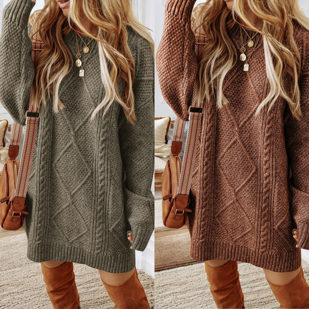 Just Imagine, Long Sleeve Cable Knit Sweater Dress