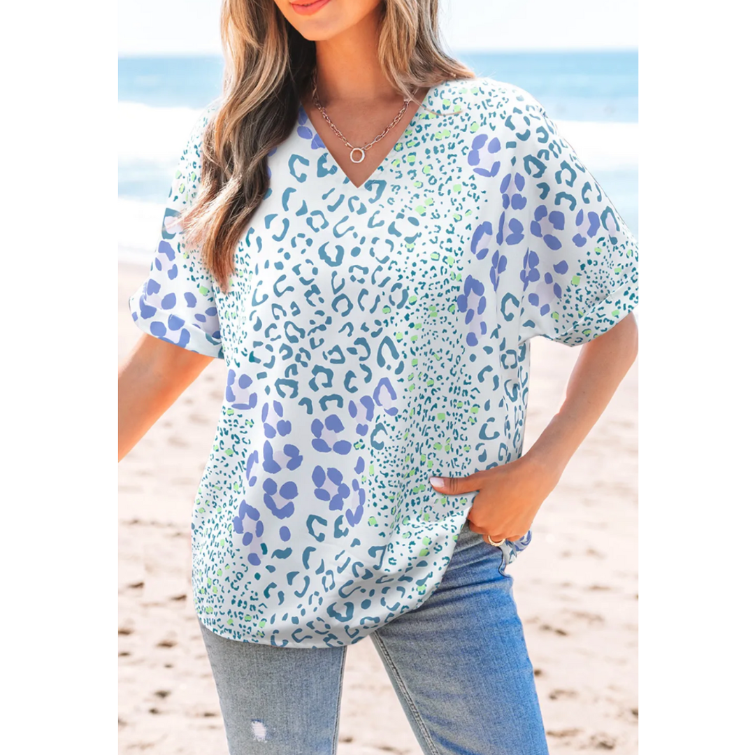 Running On Time, Short Sleeve Leopard Top