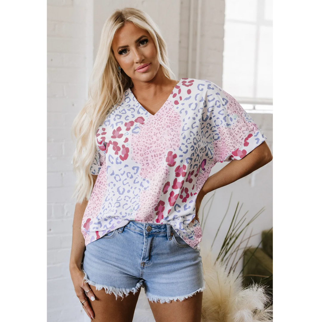 Running On Time, Short Sleeve Leopard Top