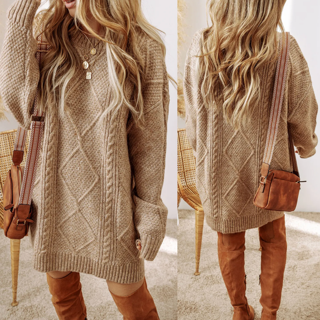 Just Imagine, Long Sleeve Cable Knit Sweater Dress