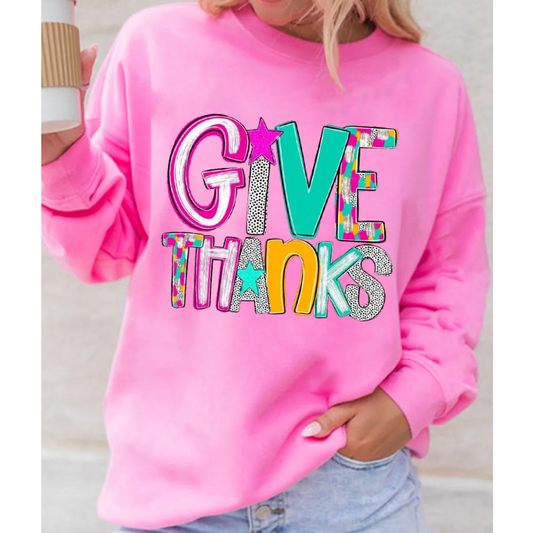 Can It Get Any Cuter, Long Sleeve GIVE THANKS Graphic Pullover