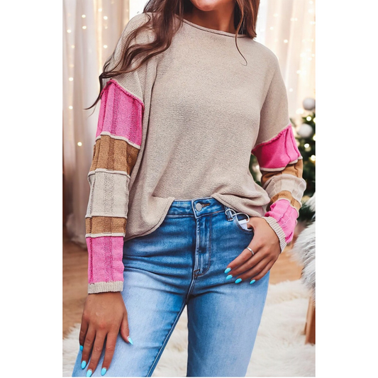 Keeping It Real, Long Colorblock Sleeve Sweater