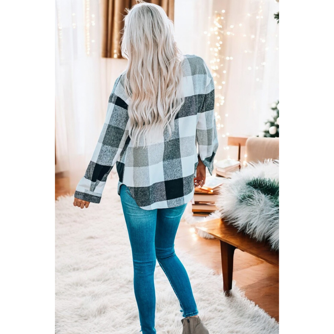 Fall Fever, Long Sleeve Plaid Shacket