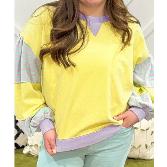 Candy Corn Comfort, Colorblock Curvy Girl Pullover (1X–4X)
