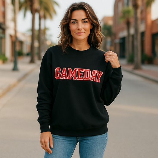 Glimmer In Those Friday Night Lights, Sequin Graphic GameDay Pullover
