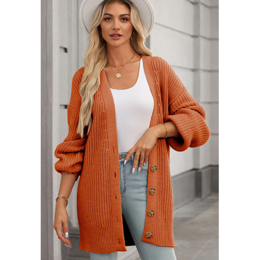 Autumn Afternoon, Button Front Chunky Knit Cardigan