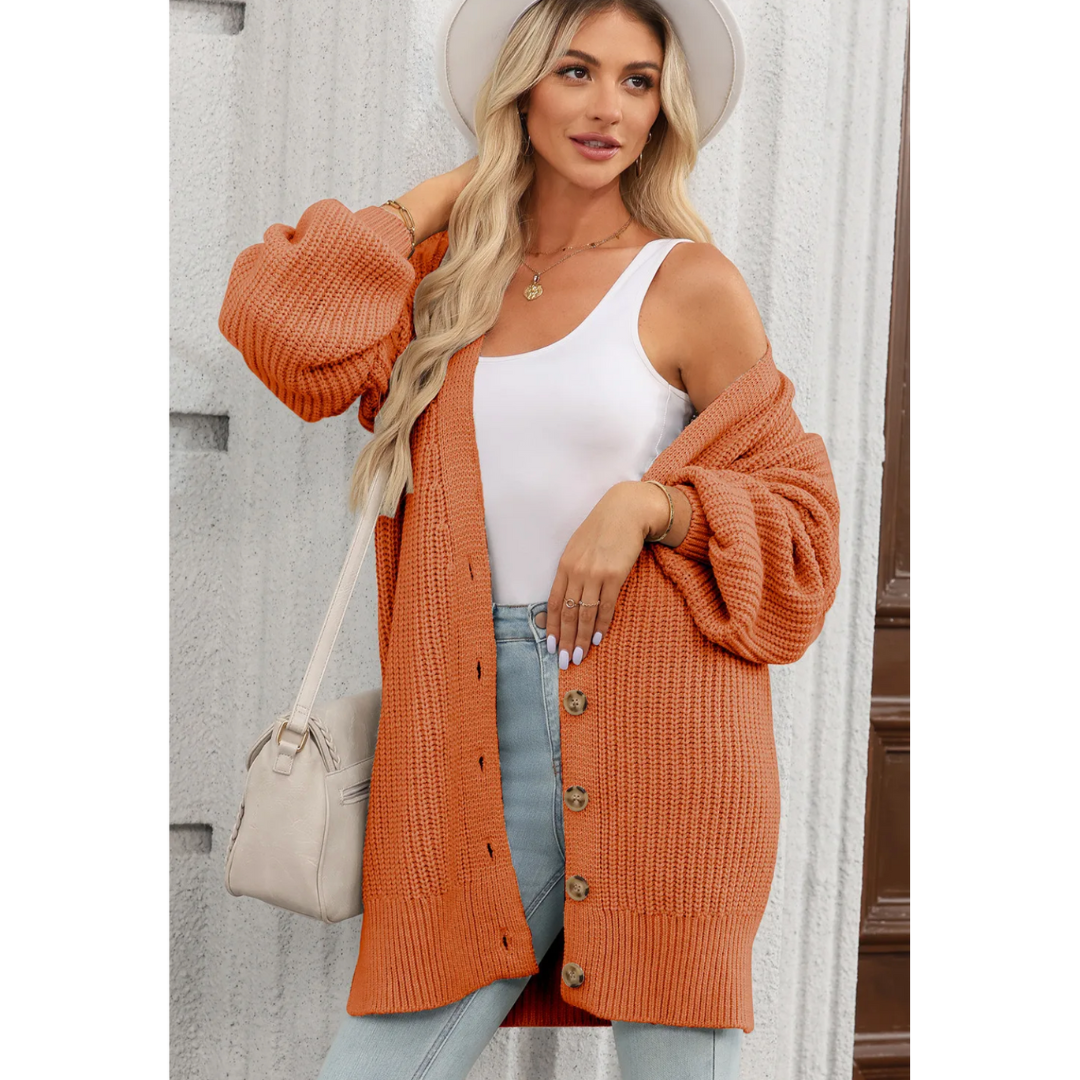 Autumn Afternoon, Button Front Chunky Knit Cardigan